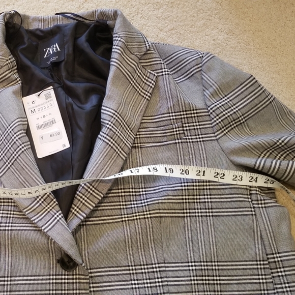 Zara Women's Plaid Blazer M - Picture 6 of 9
